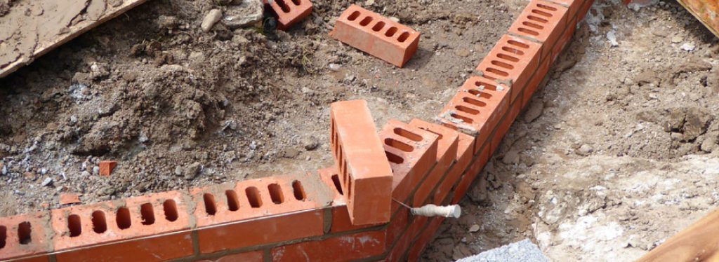 Materials for conservatory base, bricks are shown here
